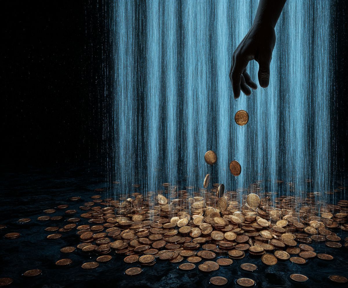 themeekshall's tweet image. Every coin is a wish someone was told wouldn't matter.
Drop it in. Walk away. Forget about it.
But wishes don't disappear. They pile up. They wait. And one day there are enough of them sitting in the dark that the water itself starts to glow.
We are the pennies they stopped…