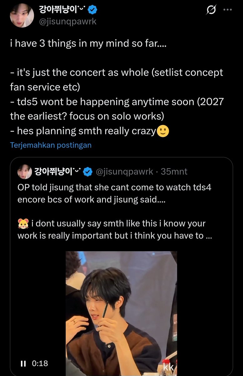 pemikiran mba ini sama kek sender 😭🙏🏻 karna -jisung bilang ke mba op yg fansign ngomong gini :
"aku ga pernah ngomong kek gini, aku tau pekerjaanmu penting... tapi kalau kamu ga nonton encore keknya kamu bakal nyesel seumur hidup" 😭😭😭