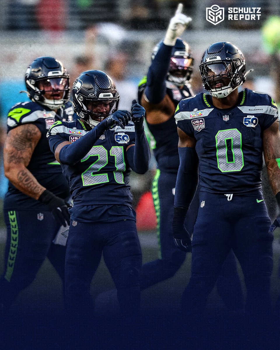 Schultz_Report's tweet photo. Mike Macdonald and the #Seahawks’ defense just put together the most dominant Super Bowl defensive performance since the Legion of Boom vs the Broncos. 

It was that special. https://t.co/1R8KC1atj3
