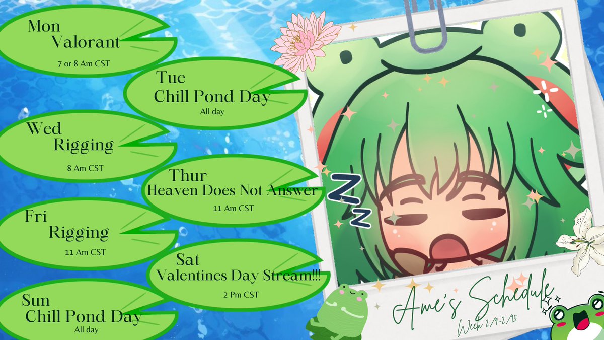 Next Weeks Schedule!!