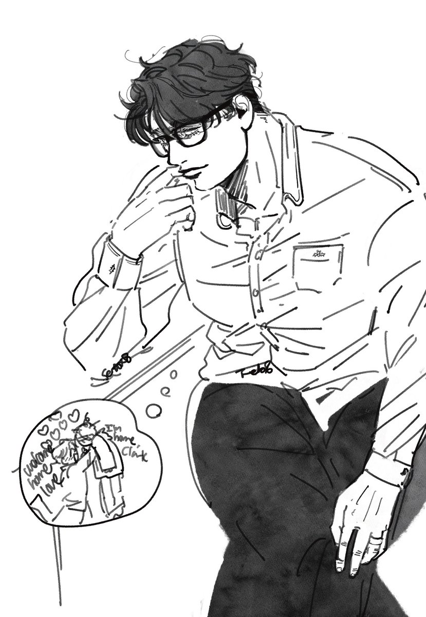 His coworkers know who he is thinking about.

#superbat 