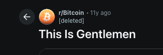 SarDooms's tweet image. “This Is Gentlemen”

A classic Bitcoin meme born from a typo.
Originally meant to be “This is it, gentlemen” during a moment of market excitement it came out as “This is gentlemen.”

The phrase caught on in early Bitcoin communities (especially Reddit) and became a symbol of…
