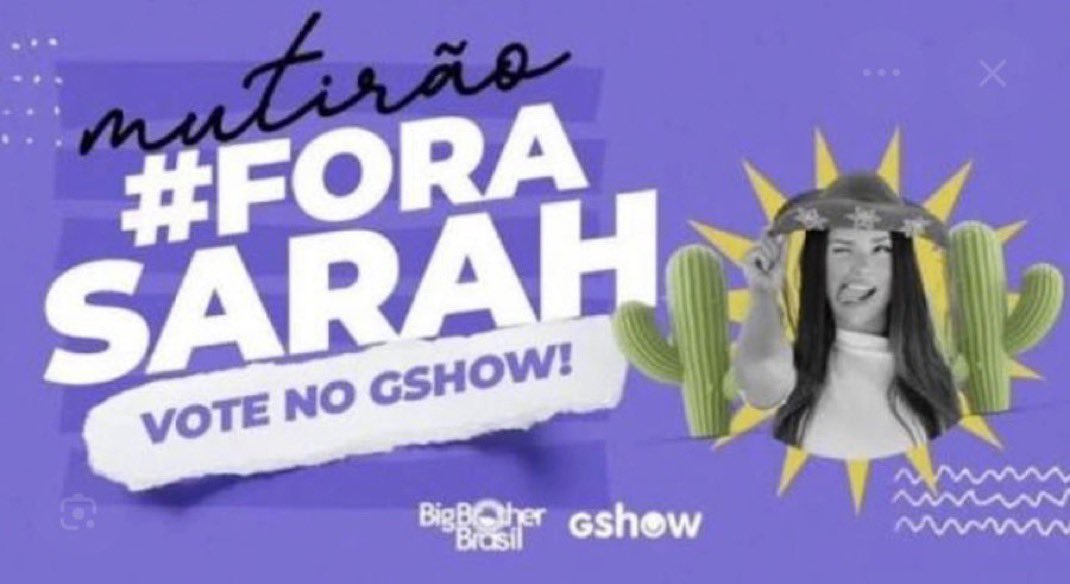 bloquedafamilia's tweet photo. @GilDoVigor Um prazer votar nela pela segunda vez #ForaSarah https://t.co/miYkYTDjYf