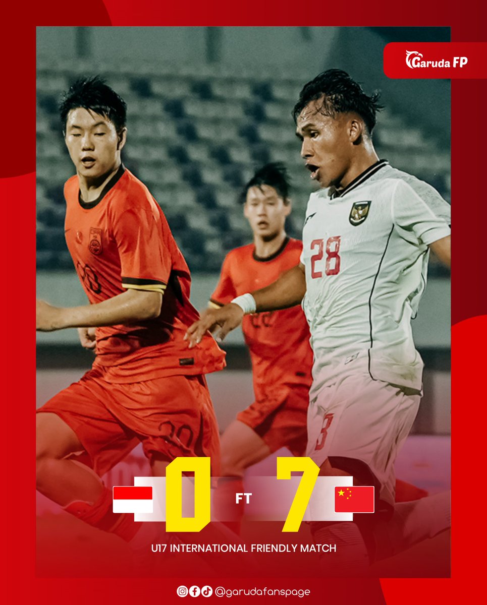 Indonesia U17 🇮🇩 takluk dengan skor telak 0-7 dari Cina U17 🇨🇳. Uji coba ini sebagai persiapan jelang Piala Asia U17 2026 yang akan dimulai pada bulan mei mendatang

Kedua tim akan kembali melakukan uji coba pada hari rabu tanggal 11

#timnas #timnasday #timnasindonesia #fyp