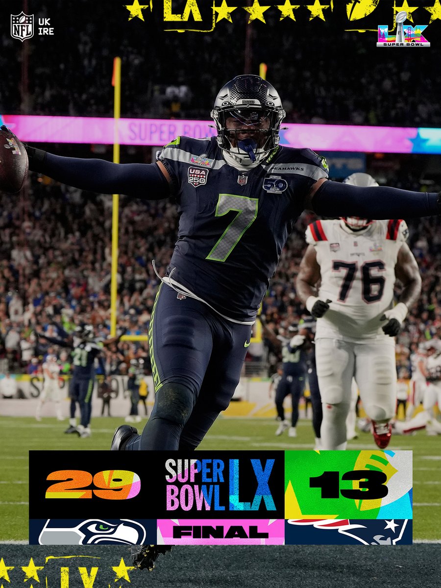 The final score.

Seattle win their second Super Bowl! 🙌