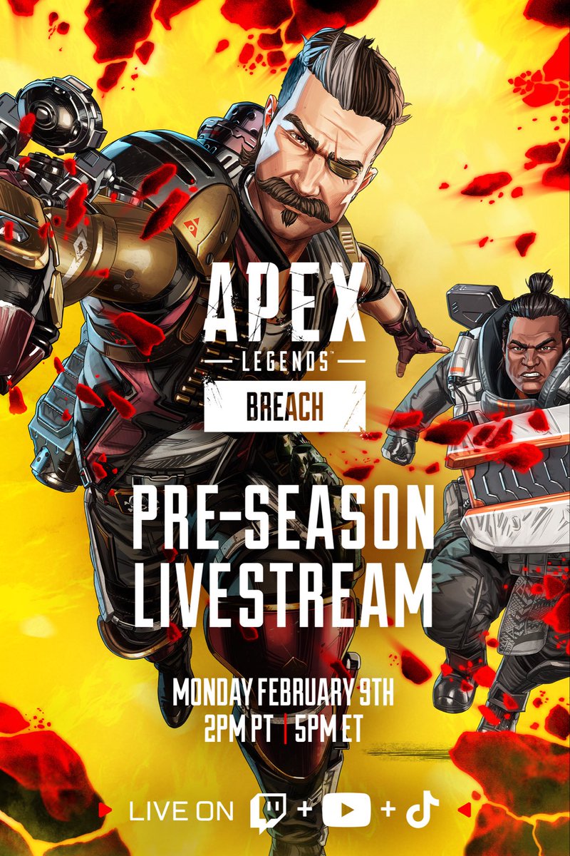 I’ll see yall tomorrow for an Early Livestream for Apex Legends Season 28! Ready to cause some mayhem!  🔥 #ApexBreachPreview #ApexPartner