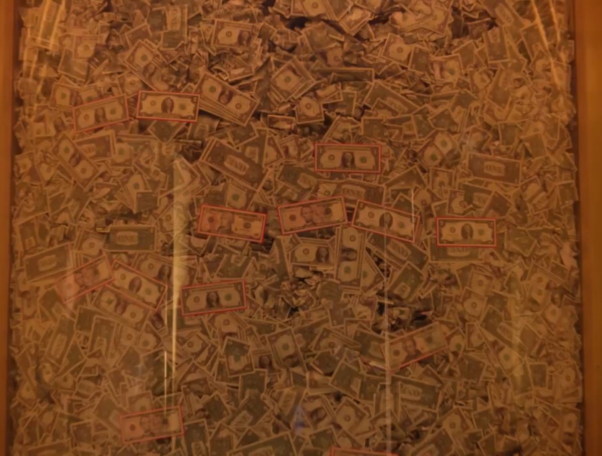 RealMastro21's tweet photo. These bills with the orange around them are definitely a clue in the @MrBeast puzzle. https://t.co/zJjuAckjAq