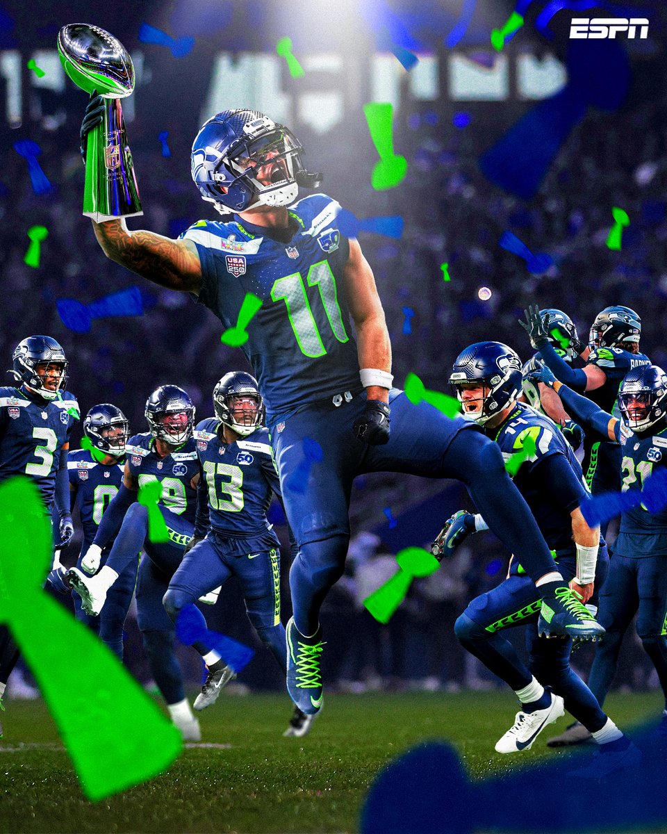 espn's tweet image. THE SEAHAWKS ARE SUPER BOWL CHAMPIONS AGAIN 🏆 

Seattle wins their second Super Bowl in franchise history, beating the Patriots 29-13!