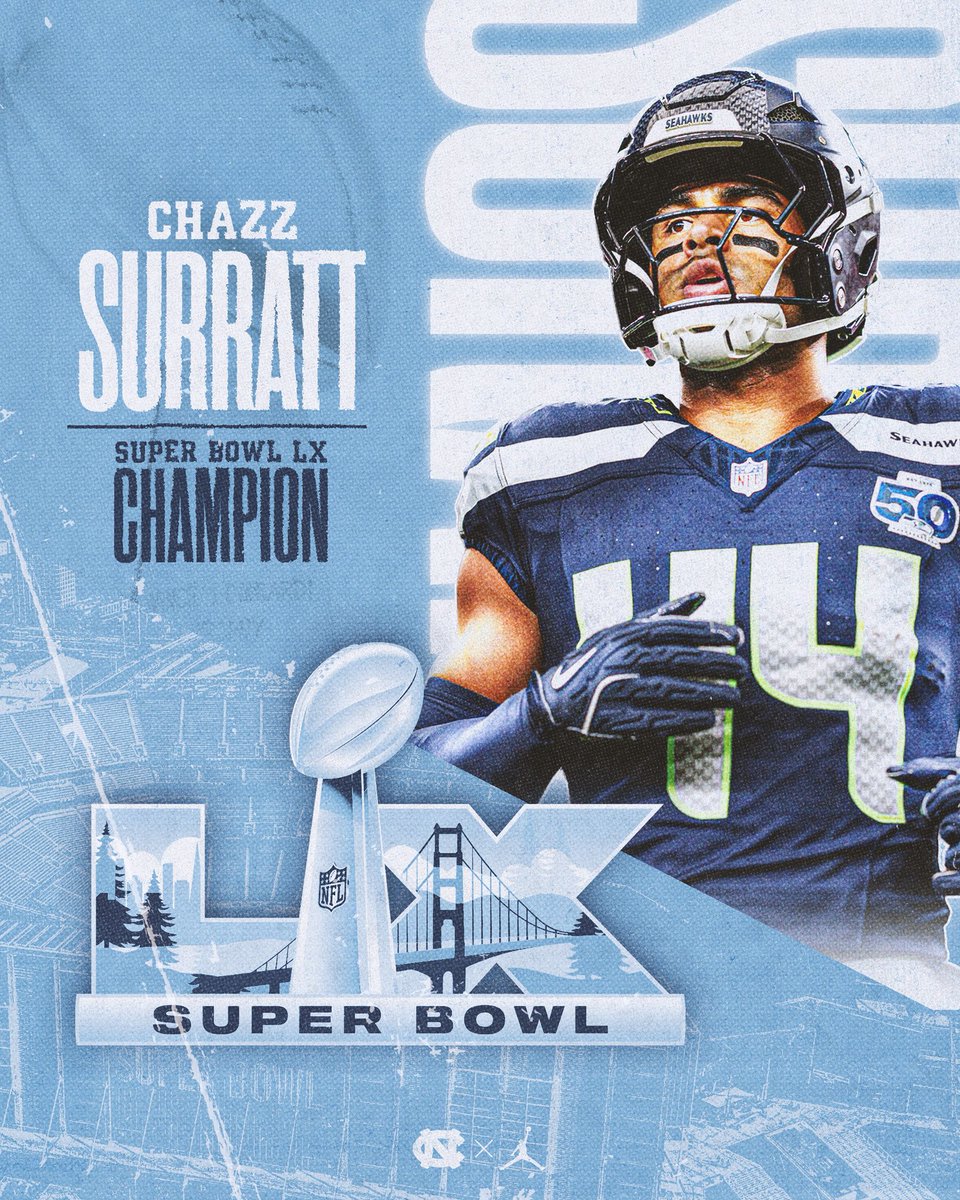 Super Bowl Champion 🏆

Congratulations to UNC Football alum Chazz Surratt! 🐏💍

#SuperBowlLX