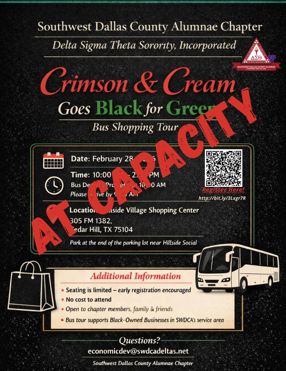 Crimson &amp; Cream Goes Black for the Green Bus Tour event has met the capacity limit.  Thank you for your support.