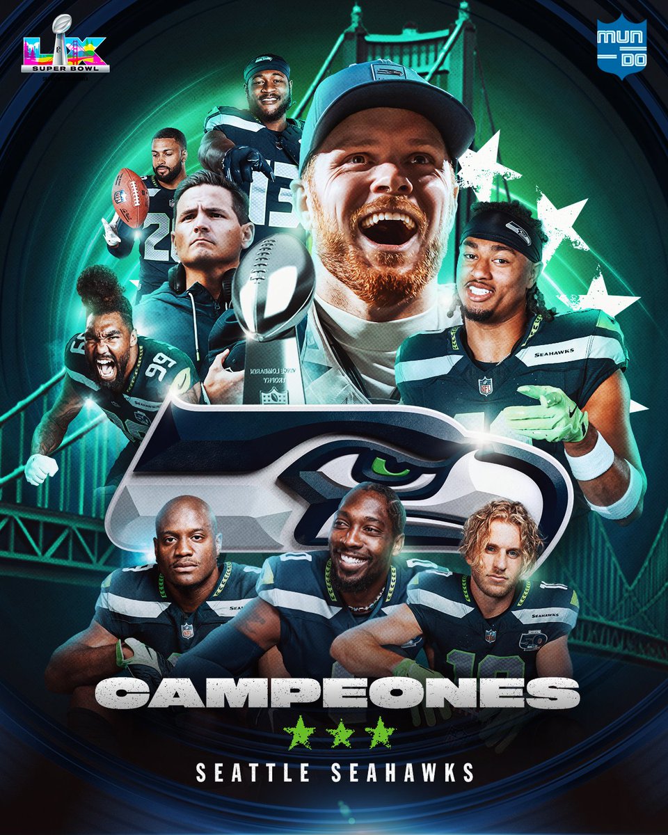 LOS SEAHAWKS SON CAMPEONES DEL #SBLX 🔵🟢🏆

Seattle consigue su segundo anillo en San Francisco.

#MundoNFL