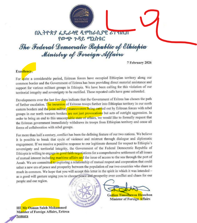 AligidirEritrea's tweet photo. Ok #Eritrea, Abiy Ahmed & his #Potemkin party in #Ethiopia have done it again. Today’s "diplomatic letter" is nothing short of a comedy of errors. At first glance, I honestly thought it was a #deepfaked ChatGPT failure that flunked basic grammar. Sadly, it’s the real deal, or, or at least as "real" as anything from this facade of a regime gets these days.
Let’s look at the "official" prose: "The incursion of Eritrean troops... are not just provocations..." One incursion, plural verb? It seems English took a permanent holiday. Then we get the classics: "outright aggression" and "path of further escalation," repeated like a glitchy bot stuck in an infinite loop.
What about the evidence? Zip. Zilch. Nada.
- No coordinates.
- No village names.
- No specific dates beyond the timeless "considerable period" and "last few days."
There are no maps, no photos, and certainly no receipts, just "pure vibes." It’s a classic case of the pot calling the kettle black.
The cherry on top is the sheer audacity of the closing: "Withdraw immediately, stop supporting rebels... oh, and by the way, let’s negotiate maritime access and the Port of Assab." The message is clear: "Respect our sovereignty, but let us help ourselves to yours."
In short, Potemkin Ethiopia just sent Eritrea a ransom note in broken English. It’s a document stuffed with baseless claims and dripping with hypocrisy, ie a desperate attempt to throw dust in everyone's eyes to distract from a domestic implosion and drum up a new war.