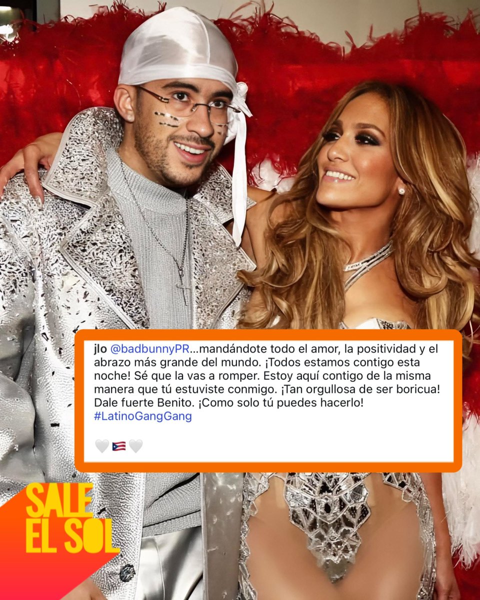 saleelsoltv's tweet photo. ¡#JLO compartió un emotivo mensaje de apoyo para #BadBunny a unos minutos de su presentación en el medio tiempo del #SuperBowlLX! 🤩🕺🏻🏟️☀️📺 #SaleElSol https://t.co/2g8jtPAtDF