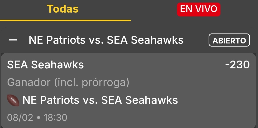 abrahammaxi's tweet photo. Esto y Seahawks ML lo que jugaré hoy! https://t.co/A8MLsiTEAj