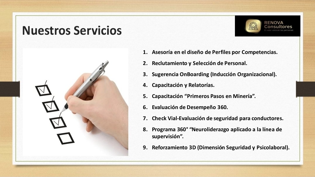 dtp3366's tweet photo. Somos la consultora líder del norte de #Chile. Si lideras un área de Recursos Humanos y necesitas evaluar a tu personal, cotiza con nosotros. #Antofagasta #calama #mejillones #Tocopilla #iquique
#santiago #Rancagua https://t.co/55zIrv1Q4V