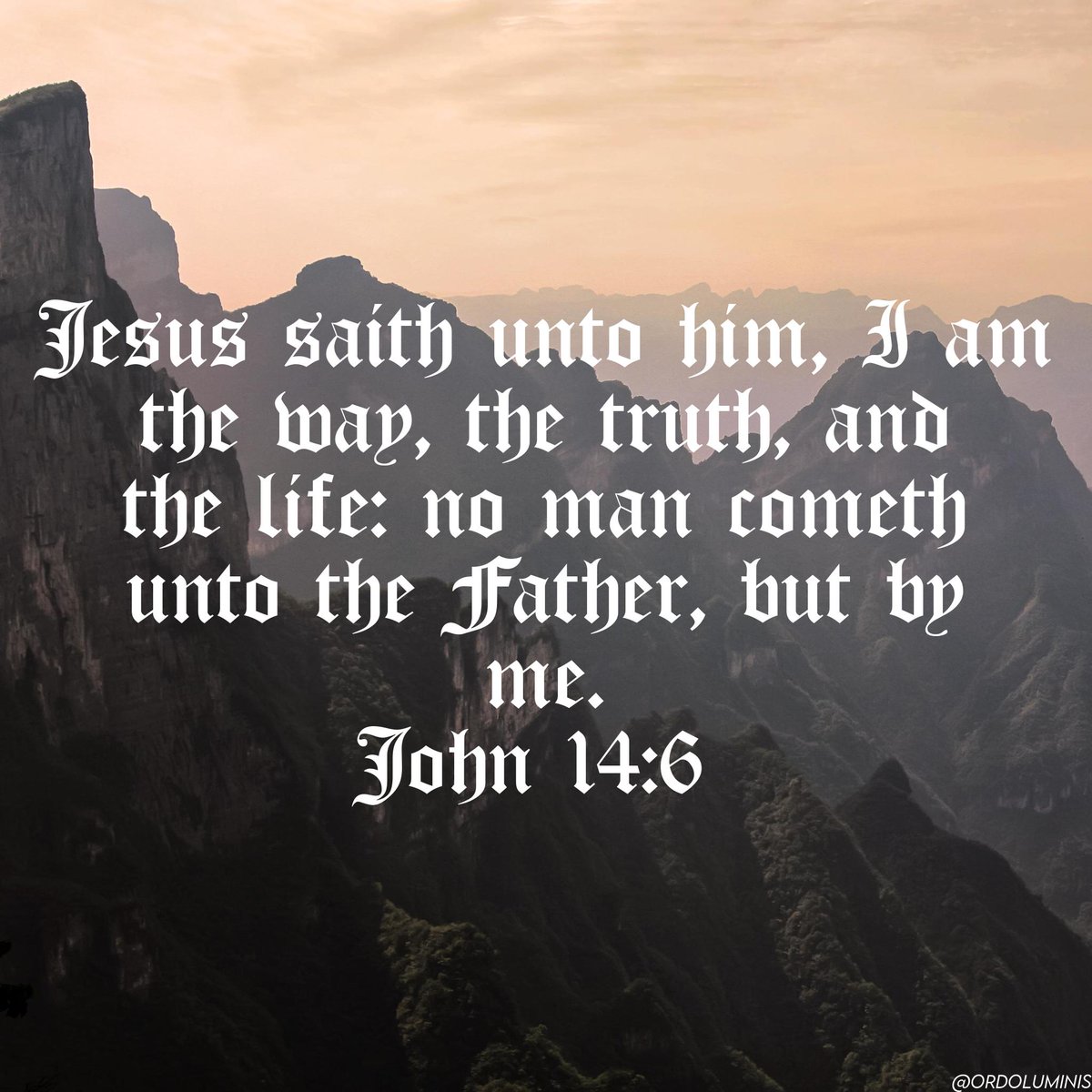 "Jesus saith unto him, I am the way, the truth, and the life: no man cometh unto the Father, but by me." — John 14:6 KJV

#Jesus #God #Bible
