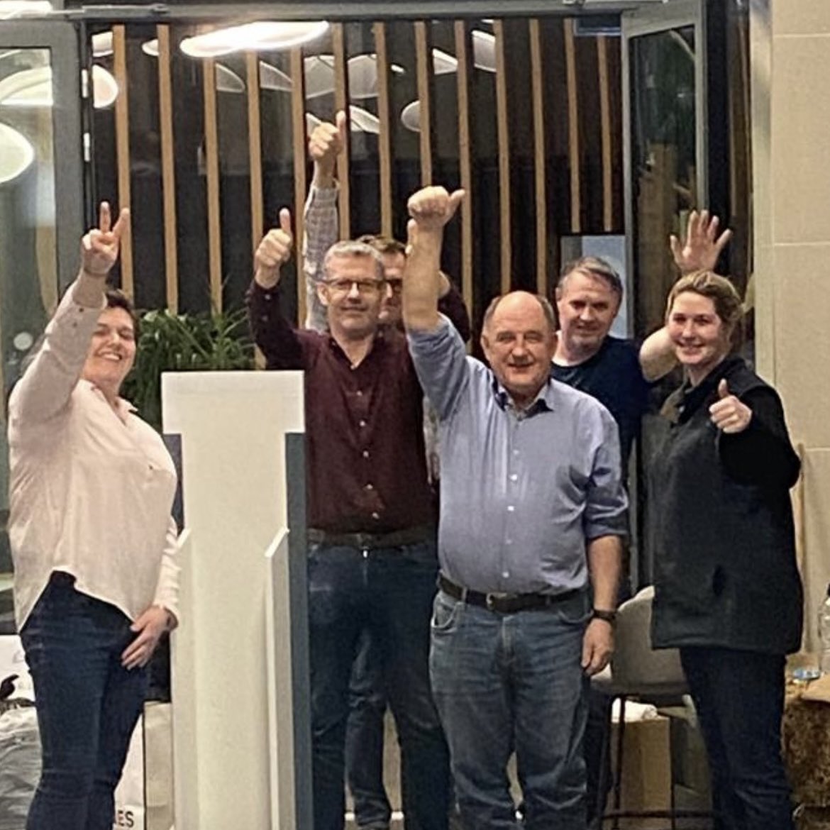 The six farmers spending their 6th night inside the Bord Bia offices. Patrick McCormick, Teresa Roche, Adrian Gallagher, Richard Moeran, Christine Friel and Tom Byrne.