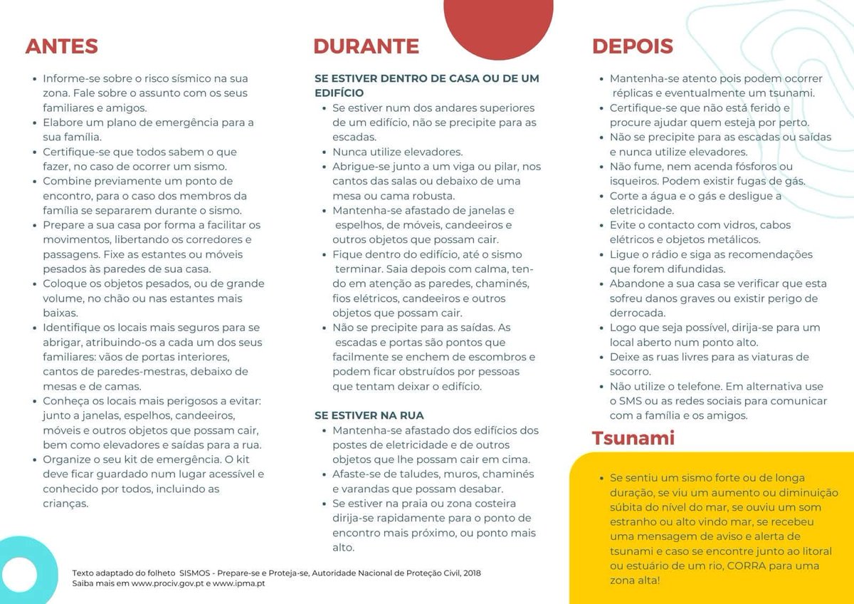 Saiba o que fazer antes, durante e após um sismo e/ou tsunami.