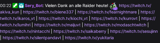 DANKE DANKE FÜR DIESES SUPER TOLLE 5K SPECIAL !!
12h voller chaos und spaß <3 

danke für all die raids und all dem sonstigen support von EUCH ALLEN !!

lasst bitte bei allen raidern auch ganz viel liebe da >.< ❣️💘