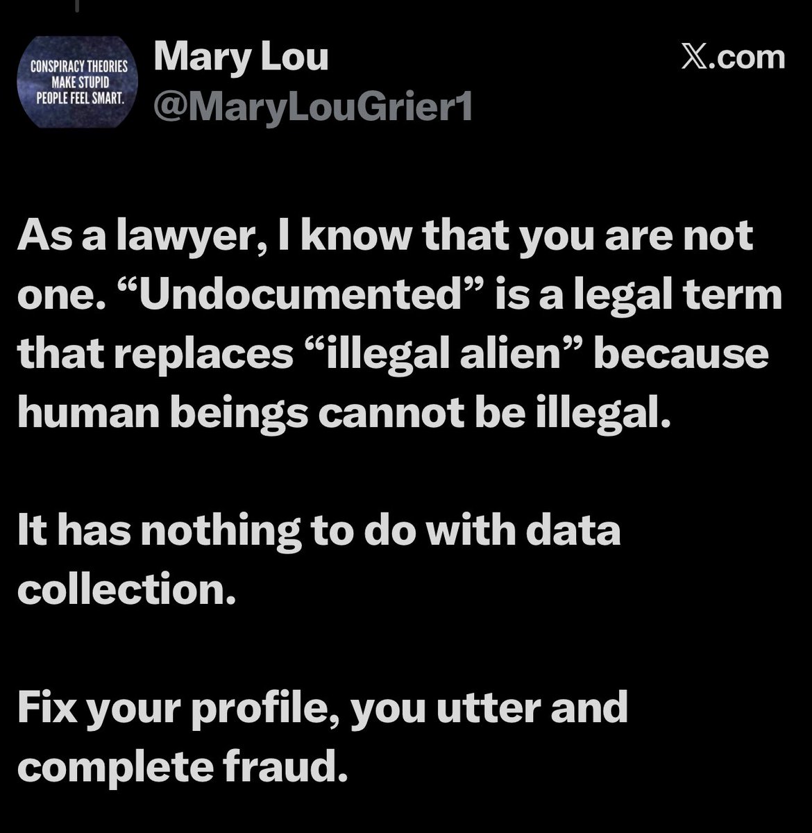 marcorandazza's tweet image. No you stupid twat.  “Undocumented” is Orwellian newspeak.   

And the day I’ll change what i say because of some Maoist piece of shit like you telling me to is the day i renounce my American citizenship.