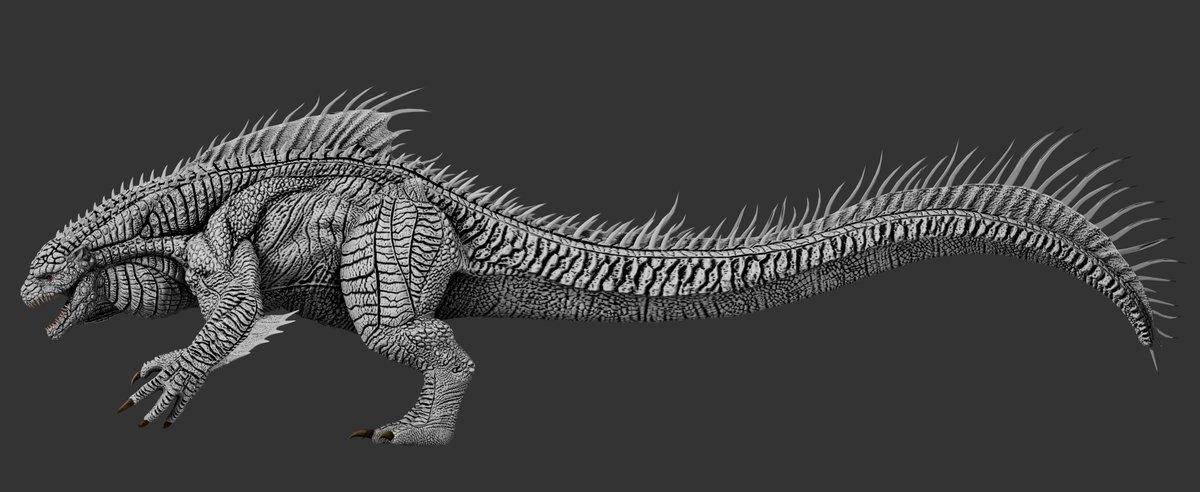 Zeeshan95697966's tweet photo. Some test renders of baked details. Though those tail spikes might need some adjustments. Overall, it's looking pretty good so far. #Godzillafanart #Godzilla #godzillaredzone #shingodzilla #blender #3dart #GodzillaXKongSupernova #GodzillaMinusOne #ゴジラ https://t.co/xBN6P5ML6U