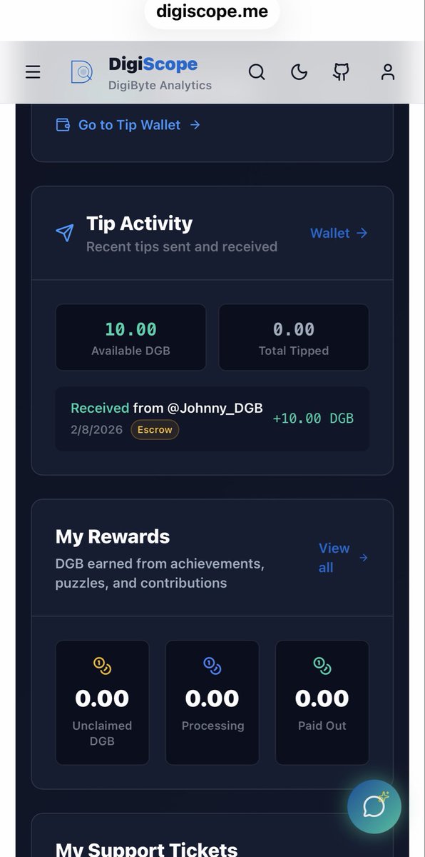 JUST GOT TIPPED 10 $DGB FROM <a href="/Johnny_DGB/">johnnylaw</a>!!! 🔥🔥🔥💰💎🚀🌟
YOU CAN STACK REAL DIGIBYTE COINS TOO — IT’S INSANELY EASY!!! 😱🙌
Just link your Digi-ID / X account to DigiScope.me RIGHT NOW and start catching tips, crushing quests, earning rewards, and VIBING in the