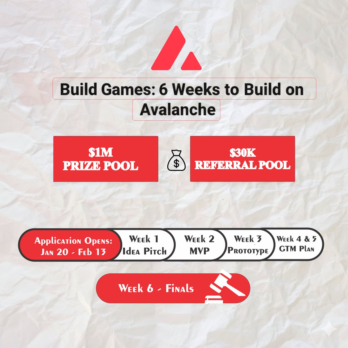 Ubaid_Cryptic's tweet image. 1/7
#Avalanche has officially launched Build Games, a $1,000,000 global competition designed to accelerate real product development #onchain

I call on all serious founders and developers 🎙️ not to miss out.
A breakdown of what this initiative is and how to participate. 👇