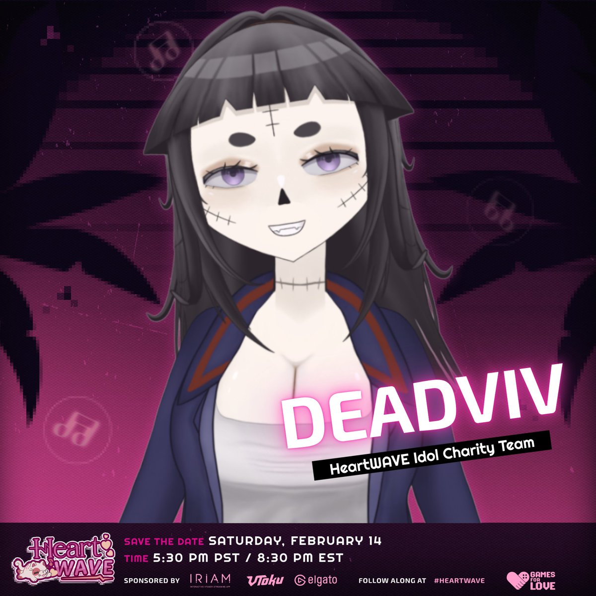 🖤🖤🖤
I'm SO EXCITED to announce I'm an official member of the #HeartWAVE Idols Charity team for NekoMikki's HeartWAVE Festival!!

Please join me for 🎤KARAOKE🎤 to raise money for #gamesforloveorg on February 13th 9:30am PT on Purple site!

You can DONATE NOW below! ⬇️