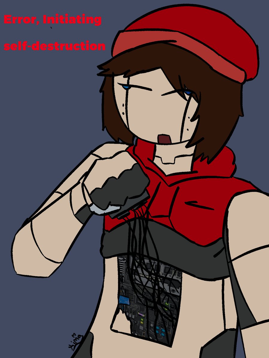 pisat52634's tweet photo. Someone changed the Android boy's program and ordered him to self-destruct.  (Also the drawing drawn by  @Cheese_lemon105) https://t.co/Od9JCTS79b
