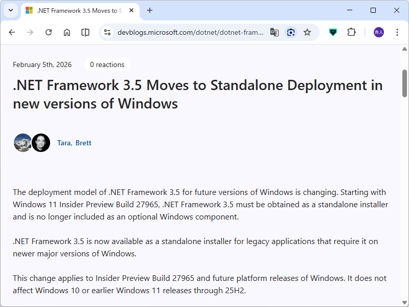 madonomori's tweet photo. 「.NET Framework 3.5」は次期OSから削除、2029年1月9日にサポート終了／そろそろ後継バージョンへの移行を https://t.co/EvcoVCYrTK https://t.co/O4pu87SB7k
