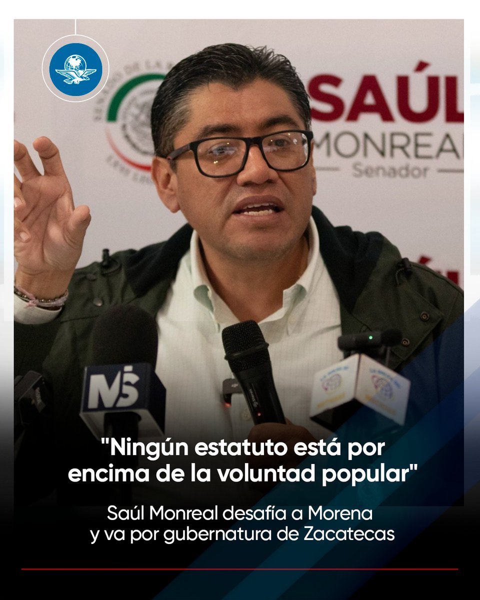 El_Universal_Mx's tweet photo. 🔴 ¡Desafía a Morena! 🔴

📌 El senador Saúl Monreal Ávila anunció ante cientos de simpatizantes que buscará la candidatura al gobierno de Zacatecas, pese a que su partido prohíbe el “nepotismo electoral”.
https://t.co/PkOrgVi6dh https://t.co/ci7avINCLh