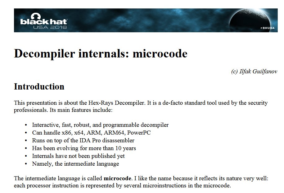 ale_sp_brazil's tweet image. This presentation remains the go-to reference for learning the inner workings of the IDA Pro Hex-Rays decompiler:

(video) youtube.com/watch?v=T-YkhN…

(article) i.blackhat.com/us-18/Thu-Augu…

#decompiler #reverseengineer #informationsecurity #cybersecurity
