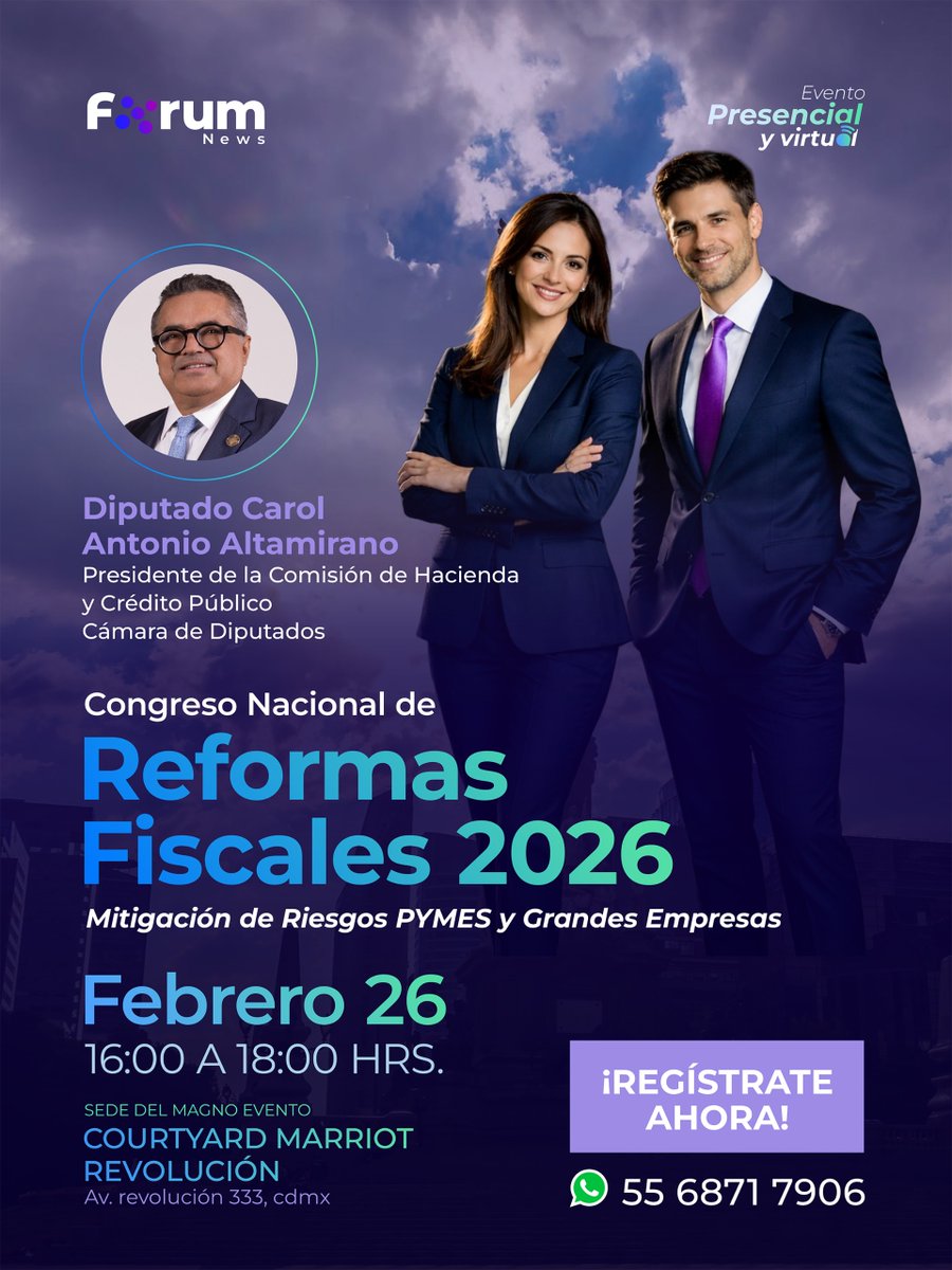 Para el Fortalecimiento de la Fiscalización, estar mejor preparados #empresas #contribuyentes cumplir adecuadamente obligaciones #contable #fiscal #PLD #comercioexterior #laboral #seguridadsocial  tradicional Congreso Nacional de Reformas Fiscales
Inf: lisal@forumnewsoficial.com