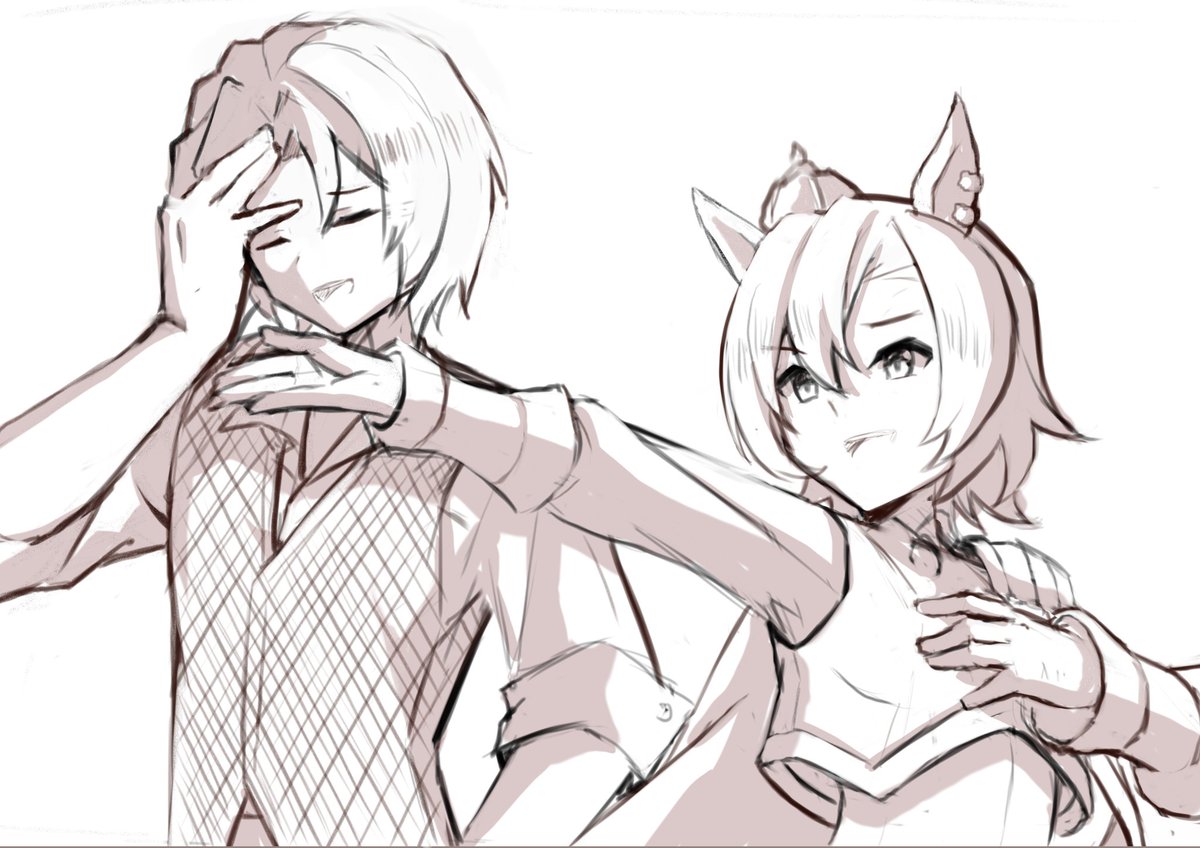 AaronXdu's tweet photo. @Twovust I might not be able to draw so I commissoned friend of mine to do a sketch of trainer oc amd opera o

They childhood friends https://t.co/sR1M5kjhiE