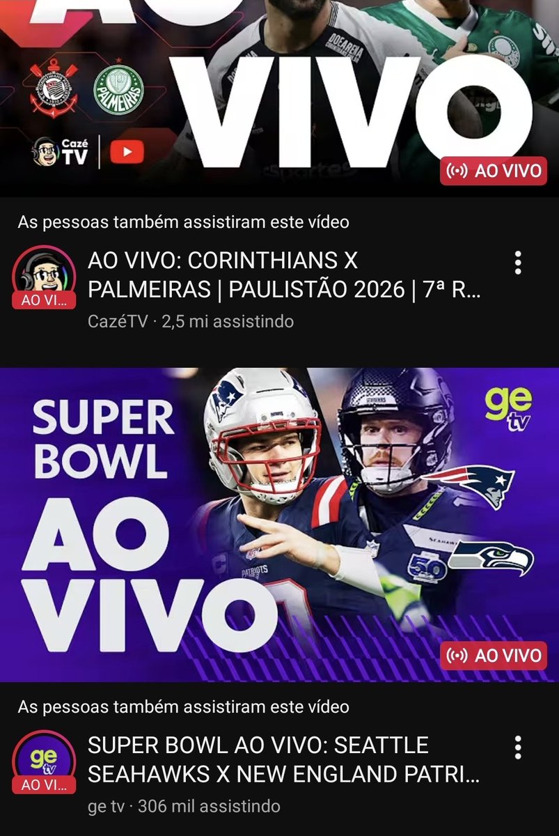 Olha a diferença entre a Final Do Superbowl pra um joguinho de paulistao q nao vale nada , ta eu sei é 
Pal x Cor um clássico mas msm assim , brutal