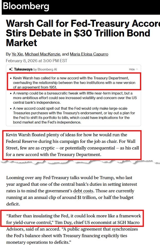 silvertrade's tweet photo. 🚨GOLD LAUNCHES THROUGH $5,000 AS WARSH CALLS FOR FED-TREASURY ACCORD TO CONTROL RATES🚨

🔥The market is beginning to realize that rather than running monetary policy like a super hawk, Kevin Warsh is going to run things HOT for the Trump Administration, & The Fed is going to meld with Treasury to run yield-curve control on US Treasuries as inflation EXPLODES.  

The goal is to grow and INFLATE their way out of the US Debt crisis (along with GOLD REVALUATION as a crucial component to the plan).

Considering what appears to be coming down the pipe in a Fed-Treasury ZIRP/Yeild Curve Control System, Gold & silver's REAL moves to the upside LIKELY HAVEN'T EVEN BEGUN. 

You're not bullish enough on gold & silver!!