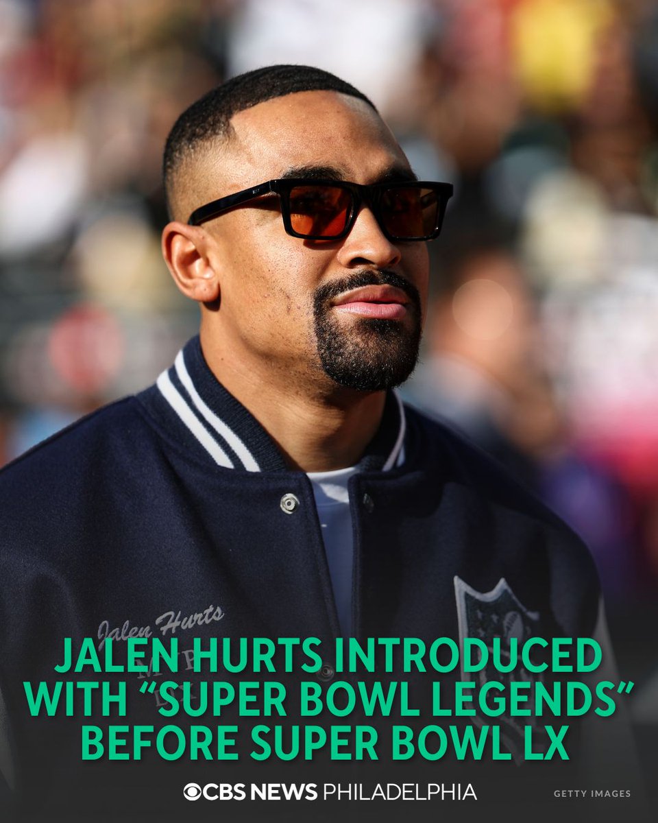 Eagles QB Jalen Hurts was among the "Super Bowl Legends" honored before Super Bowl LX between the Patriots and Seahawks.

Hurts, Tom Brady, Joe Montana, Peyton Manning, Eli Manning, Steve Young, Jerry Rice, Emmitt Smith and Lynn Swann were all honored before kickoff.