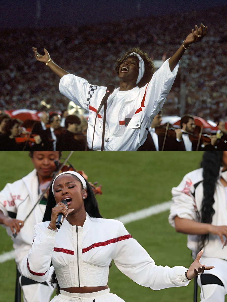Coco Jones channeling Whitney Houston during her performance of Lift Every Voice &amp; Sing at the #Superbowl