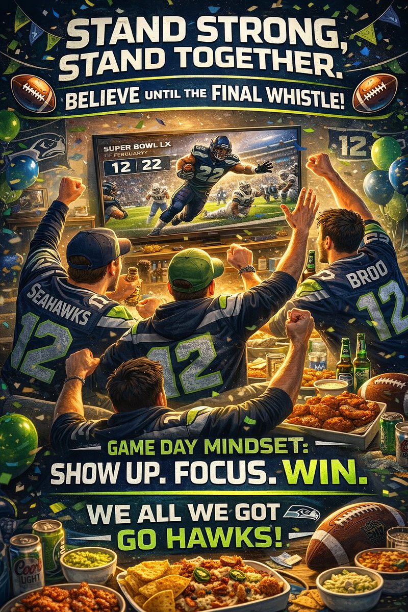 BuiltForMoreX's tweet photo. S U N D A Y S U P E R B O W L
Today is a day to gather, eat, & celebrate! Believe until the final whistle, let’s go Seahawks!
Who are you cheering for tonight?
Stand strong, stand together!
#Motivation #Superbowl #GoSeahawks #MotivationForSuccess #SundayReset #GatherTogether https://t.co/YpW2fnK5G2