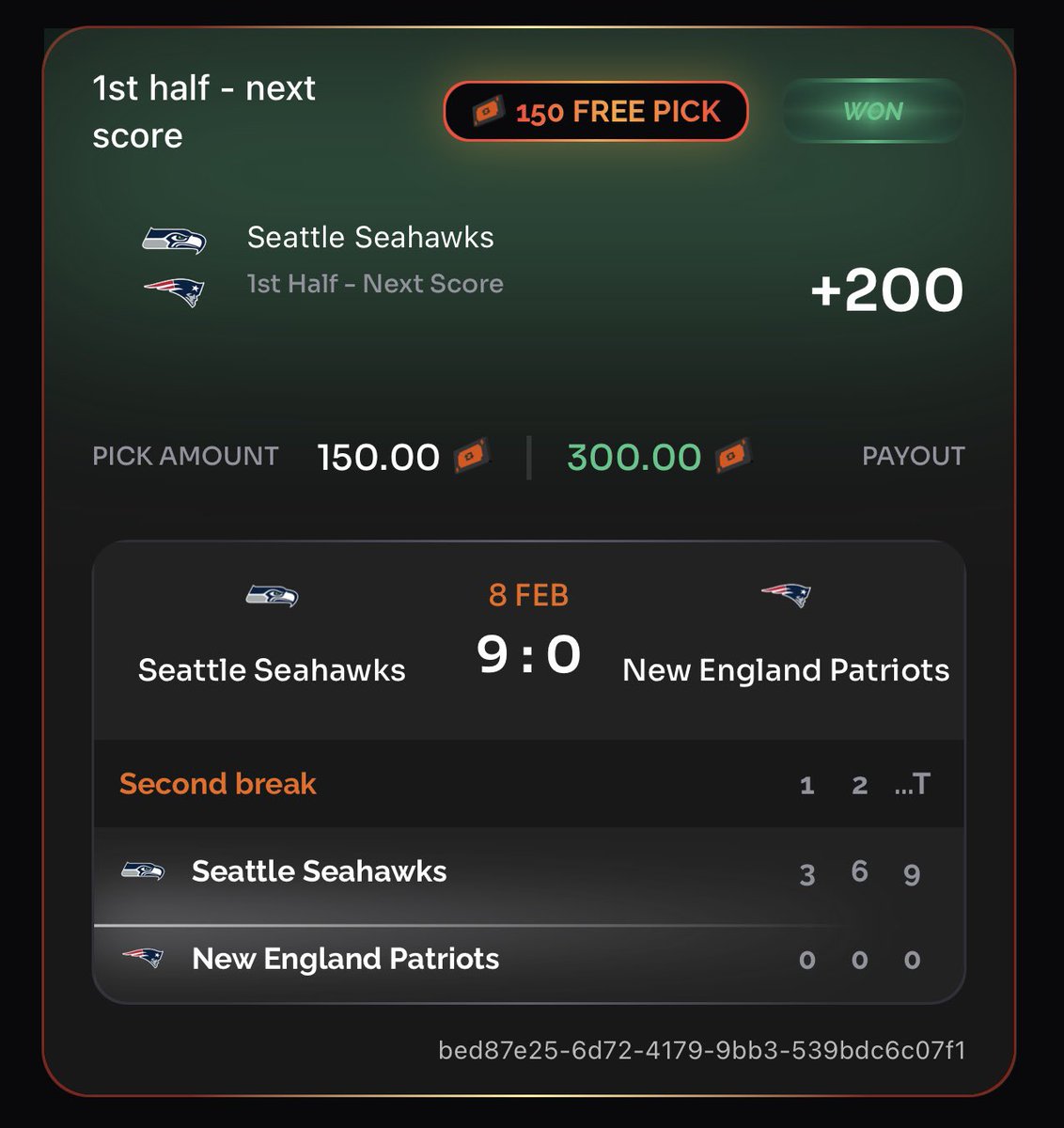 phobiacards's tweet photo. Patriots on their own 2 yard line I knew they was gonna punt. What a read!!! Let’s goo #SuperBowl #Seahawks https://t.co/sMaD3hoD9Q