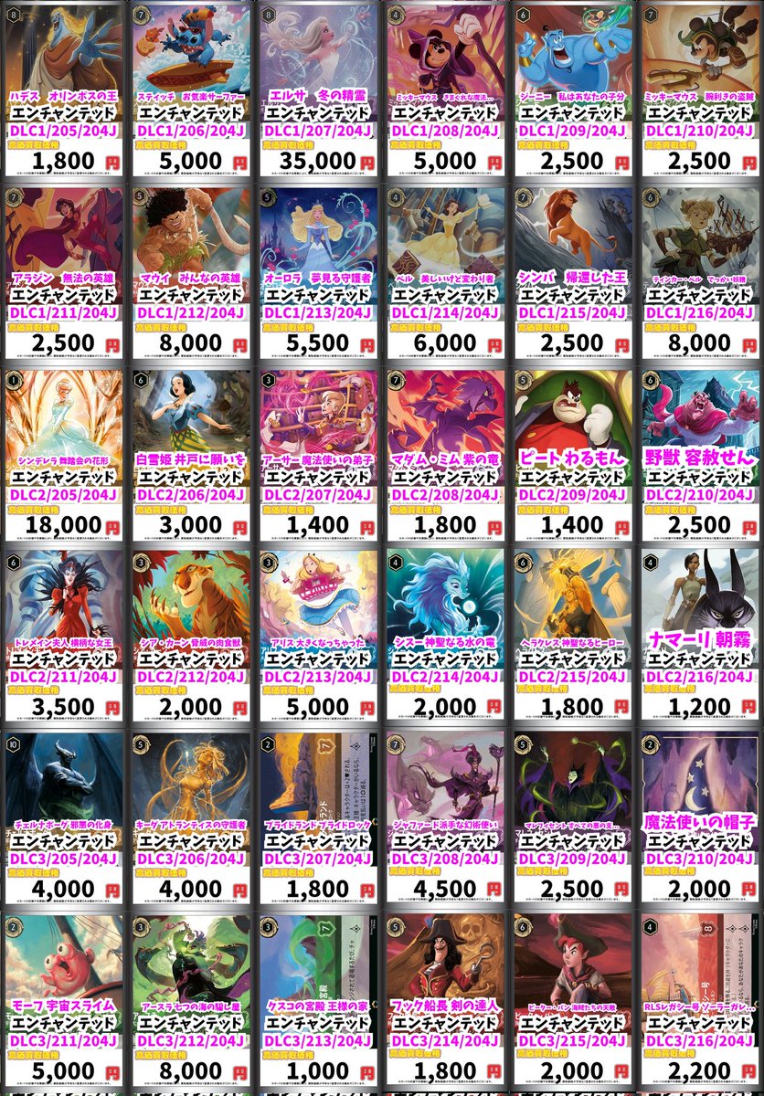 ディズニー・ロルカナ買取情報！ エンチャンテッドたくさん募集中です