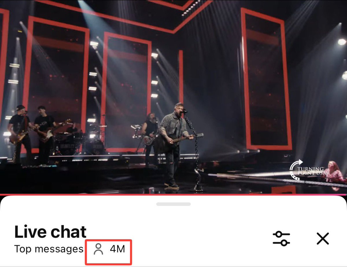 🚨 4 MILLION concurrent viewers watching <a href="/TPUSA/">Turning Point USA</a>’s Halftime show.

Get in here: youtube.com/live/nJszMT9wZ…
