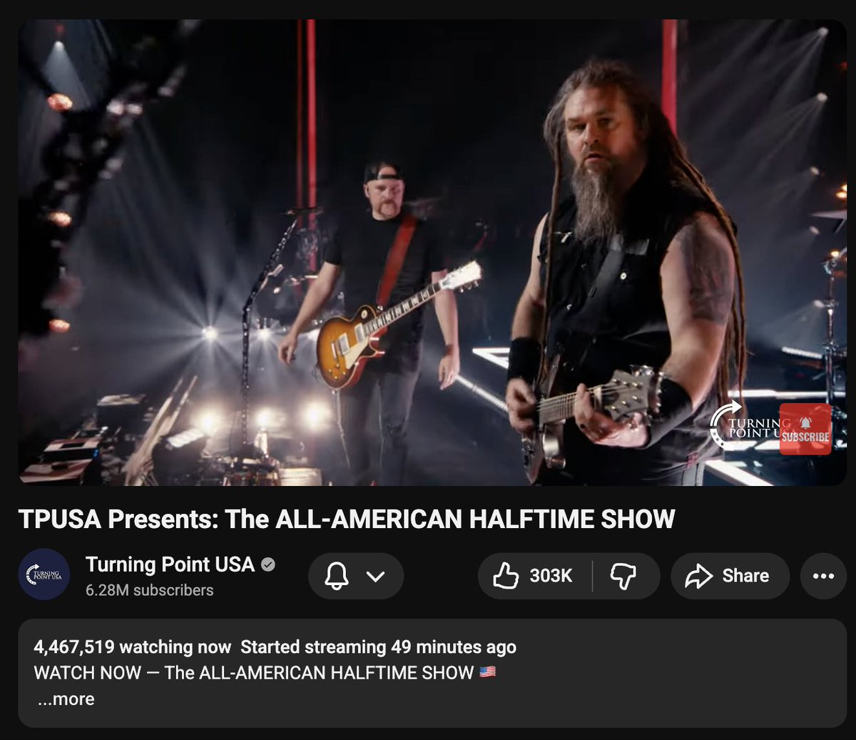 4.5 MILLION LIVE VIEWERS FOR THE <a href="/TPUSA/">Turning Point USA</a> HALFTIME SHOW