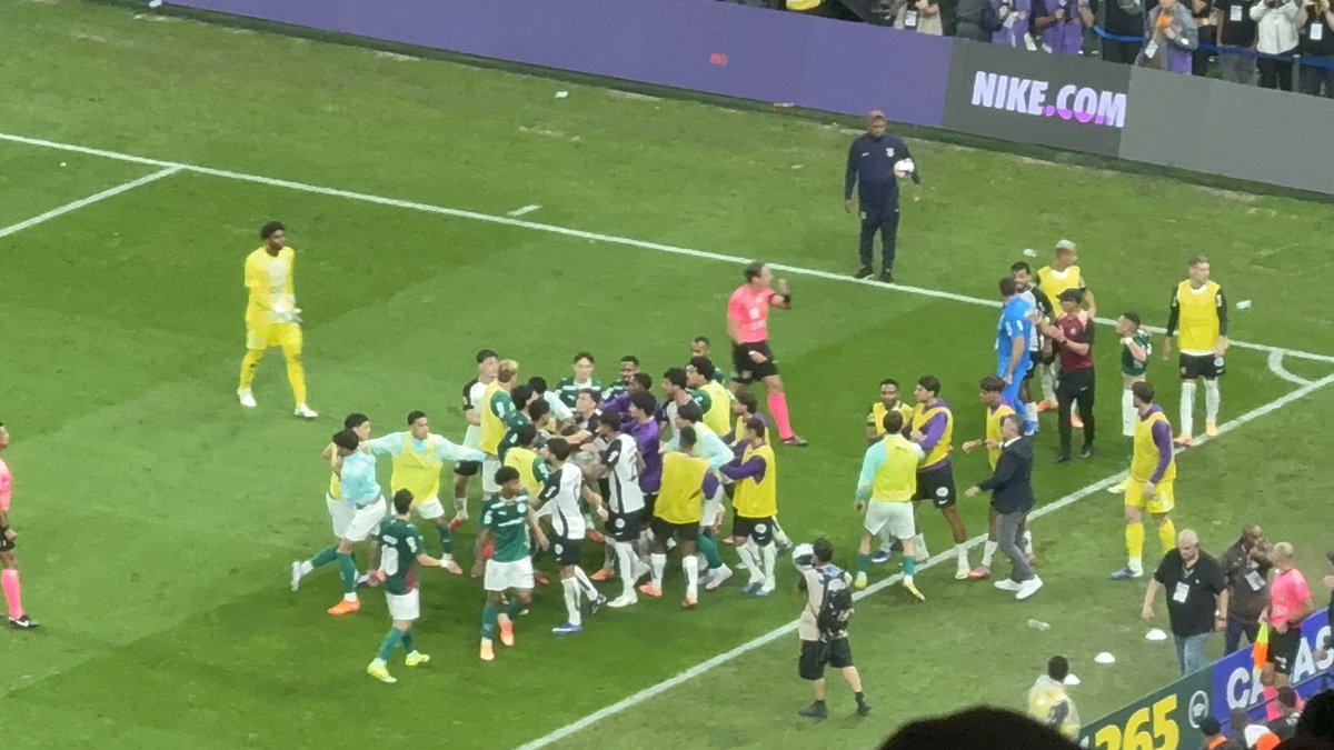 camilac_alves's tweet photo. Flaco López chega ao quarto gol dele na temporada pelo Palmeiras, abre o placar no Dérbi e comemora chutando a bandeira de escanteio do Corinthians. É quando começa a confusão generalizada no campo. https://t.co/yiB1efohNY