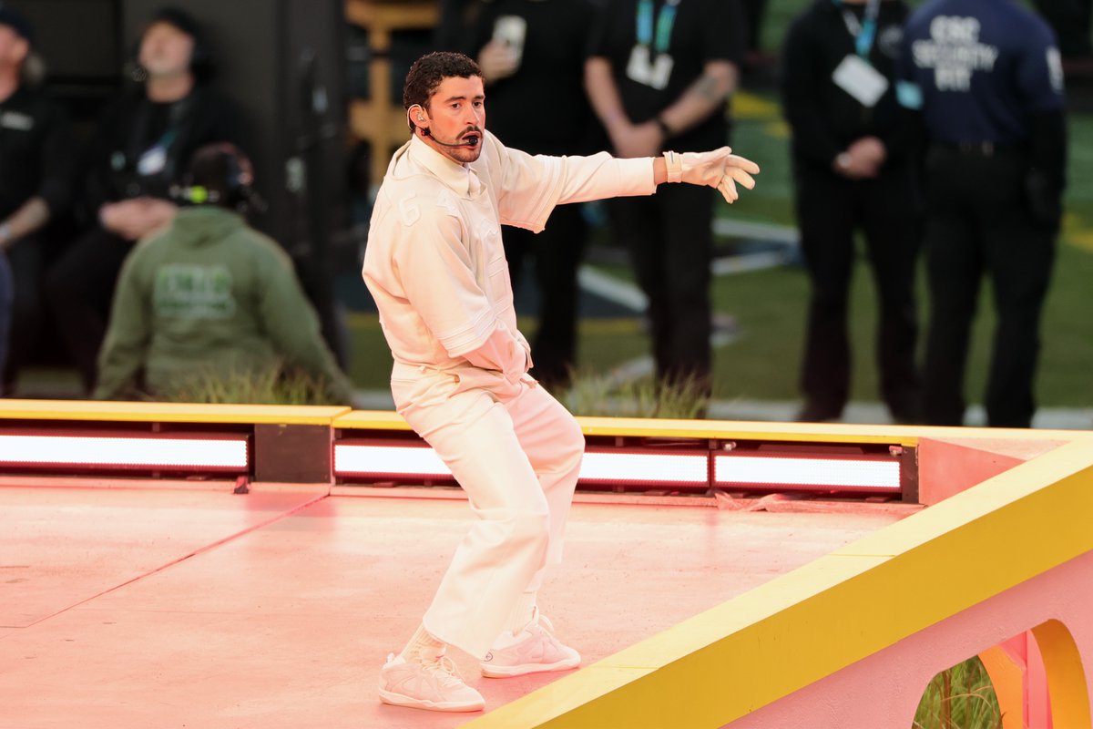 ComplexSneakers's tweet image. Bad bunny hit the Super Bowl Halftime show stage in the Adidas BadBo 1.0