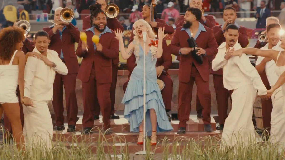 NFL's tweet image. LADY GAGA IS HERE @ladygaga #AppleMusicHalftime