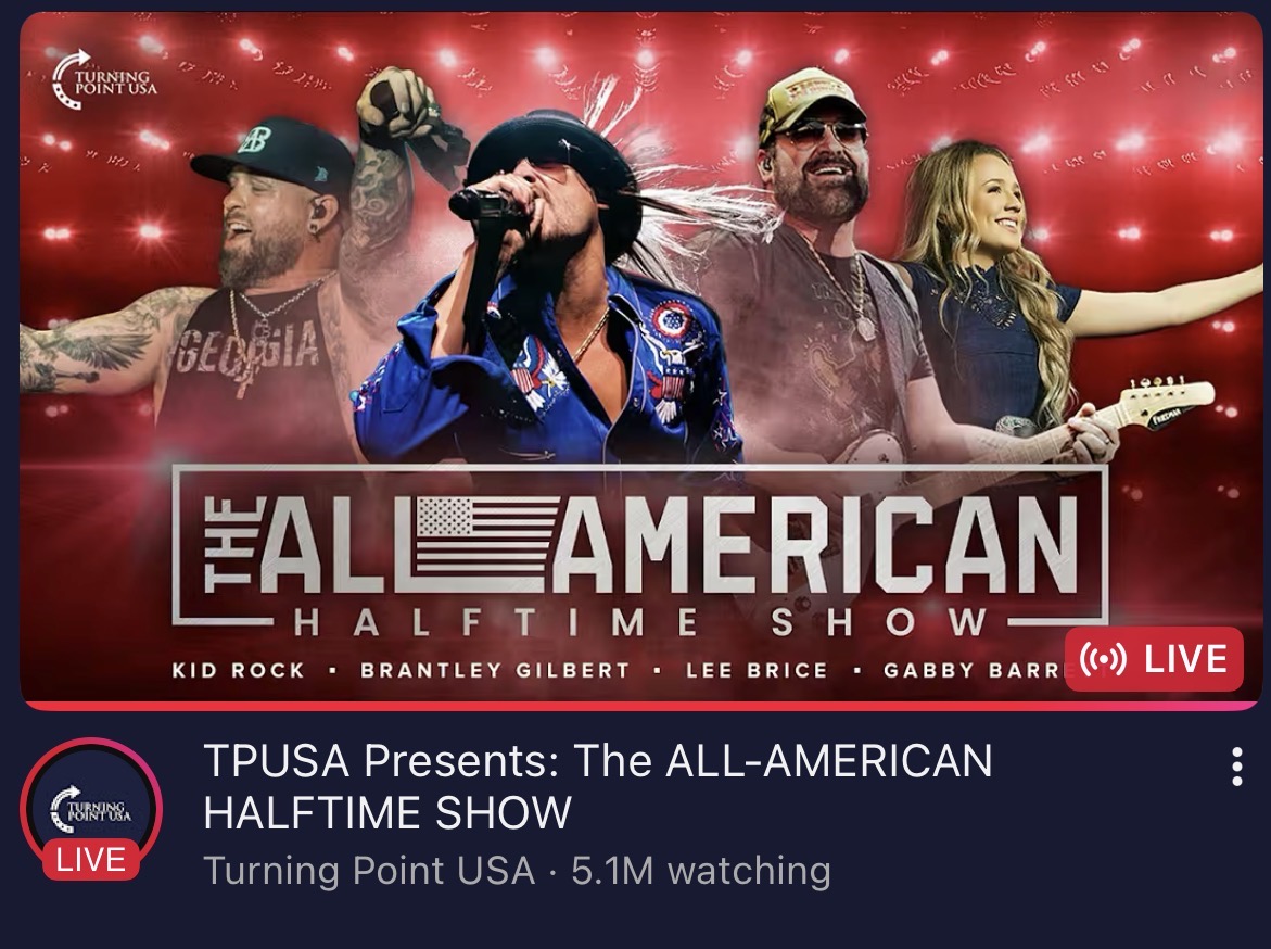 WOW! Over 5.1 MILLION Viewers Watching <a href="/TPUSA/">Turning Point USA</a> All American Halftime Show