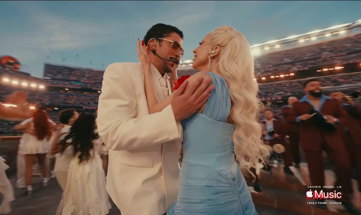 bad bunny really went from wearing lady gaga merch to performing on stage with her at the #superbowl