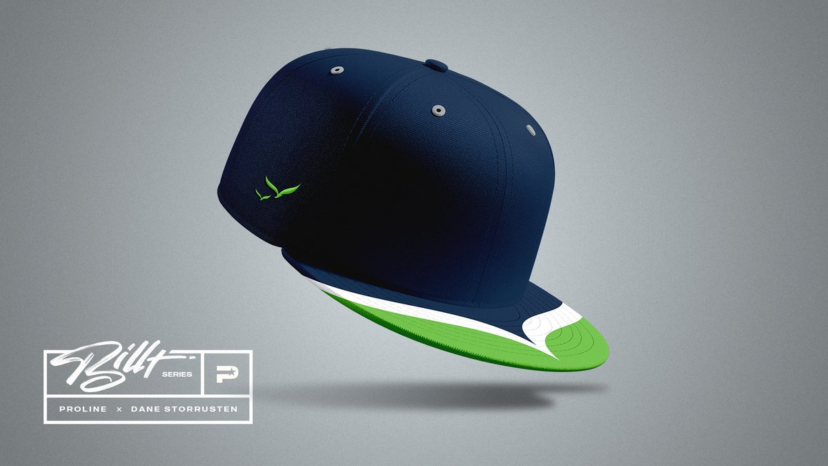 DaneStorrusten's tweet photo. Introducing our new lil hat series, BILLT with @prolinemockups. A new premium hat series expressed on the part of the lid we touch the most, the bill. Inspired by killer fanbases across all pro sports markets. The underbelly of the bill has a nice little surprise you can catch at drop. #superbowl #12thman #iykyk #Billt #sportsdesign