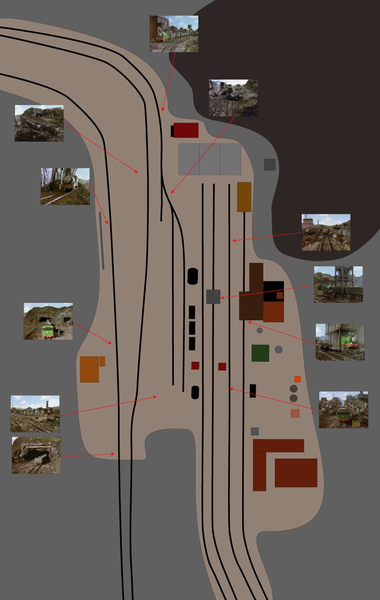Following the track plan I made of S3-5 Brendam Docks. Here's now another, much smaller one.

It's the Coal Mines set from S5, which appeared in "A Surprise for Percy", "Put Upon Percy" and "James and the Trouble with Trees".